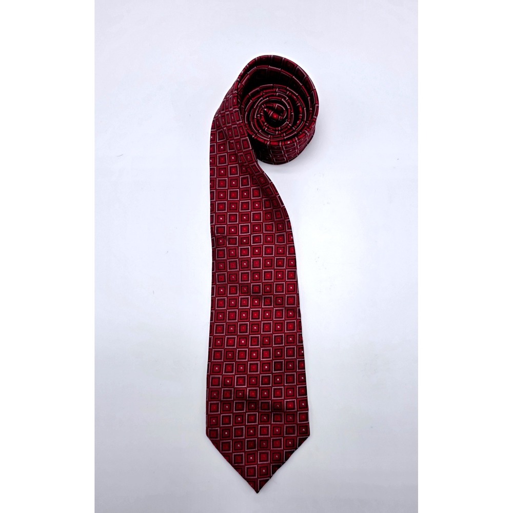 Donald J Trump Signature Collection Mens Red Geometric Silk Tie RN 43170